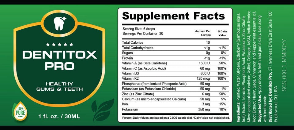 Dentitox Supplement Ingredients